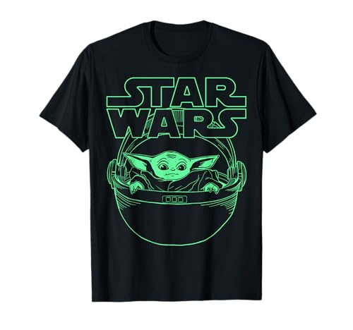 Star Wars The Mandalorian The Child Neon Line Art T-Shirt