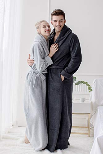 7 VEILS Mens and Womens Big Collar MicroFleece Ultra Long Robes Floor Length Bathrobes Unisex4