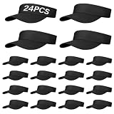24 PCS Cotton Black Visor Hats for Women Bulk, Adjustable Sport Sun Visor Hats for Golf,Baseball,Stylish Sun Hat for Outdoor Activities