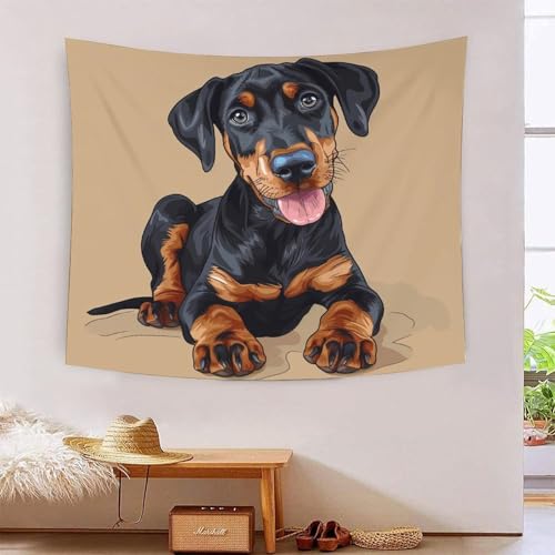 Tapisserie Rottweiler 3D VZOMANLEX 180x230cm grand tissu mural salon