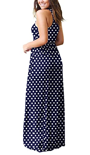 Image of EUOVMY Women's Sleeveless Dress Casual Plain Loose Summer Long Maxi Dresses with Pockets