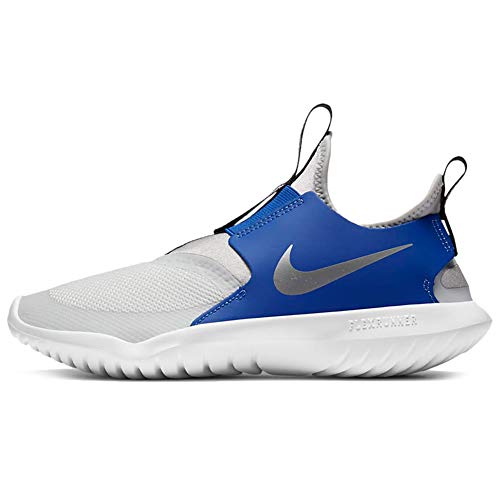 Nike Kids  Grade School Flex Runner Running Shoes (Silver Royal, Numeric_4)