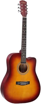 Acoustic Guitar Beginner Set 41" Acoustic Guitar Cutaway Right Hand, Perfect for Beginners to Practice with Softbox and Tuner 41" Sunset Color