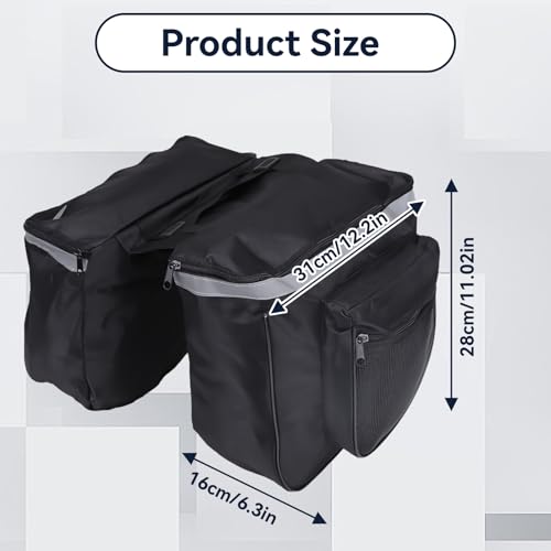 Jwthee Bike Saddle Bag, 25 L Bike Panniers Trunk Bag Bike Bag Accessories Panniers with Reflective Trim for Bike Rear Rack Bag
