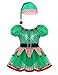 Mufeng Costume Carnevale Albero di Natale Bambina Vestito Elfo Natale Tutu Danza Classica Ballerina Abitino da Festa con Cappello Babbo Natale Pagliaccio Cosplay Verde A 6-7 Anni