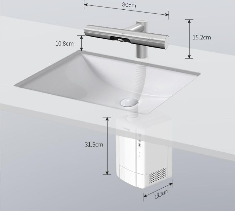 KLVN High-Speed Jet Hot Air Hand Dryer - Automatic HEPA Filter, Polished Stainless Steel, Sink-Mounted(Black)