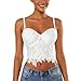 Charmian Women's Punk Goth Floral Lace Bustier Corset Party Bralet Crop Top White X-Large