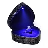 Luxury LED Lighted Engagement Ring Box - Heart Shaped Elegant Starry Sky Ring Case for Wedding Rings, Perfect for Proposal, Anniversary, Ceremony, and Gift Giving