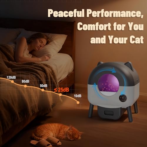 Automatic Self Cleaning Litter Box, MeowWhimsy Extra Large Automatic Cat Litter Box Self Cleaning Robot S7 for Cats, Smart Safety Sensors-App Control-Low Noise, Washable Tray,40 pcs Trash Bag — view 5