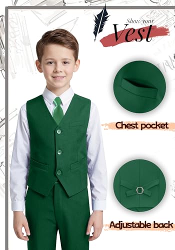 Image of YuanLu Boys Suit Dress Clothes Ring Bearer Outfit Homecoming Dresses Boy Vest and Pants Set for Kids Wedding Tuxedo Suits