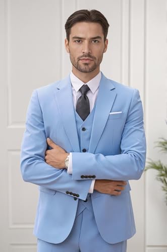 Suits for Men 3 Piece Slim Fit Jacket Vest Pants Set for Wedding Prom Party Business Formal Suit4