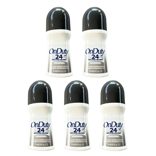 On Duty Original Roll-On Anti-perspirant Deodorant 24 Hour Fresh Feel 5 Pack Fragrance Free for Men & Women Gentle Daily Use Regular Strength 2.6 oz