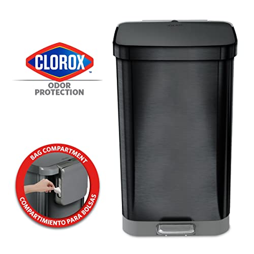 Glad Stainless Steel Step Trash Can With Clorox Odor Protection | Large Metal Kitchen Garbage Bin With Soft Close Lid, Foot Pedal And Waste Bag Roll Holder, 20 Gallon, All Pewter #TOP1