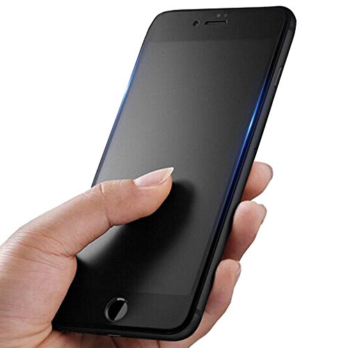 HUKTOR Mat Protection Écran pour iPhone 8 Plus Couverture Complète Antireflets Anti-Empreintes digitales de Fibre de Carbone 9H Avant Film Protection en Verre Trempé Écran Protecteur Vitre,Noir,5.5"
