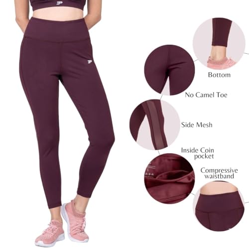Image of 3rd Planet Women's High Waist Activewear Leggings | 4-Way Stretch, Sweat-Wicking, Non-See-Through Gym & Yoga Tights with Side Pockets | Comfortable Slim Fit Pants for Workout, Running & Fitness