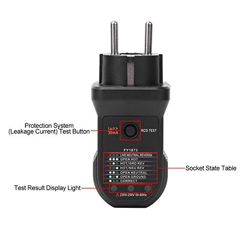 FY1873 Socket Tester, Outlet Tester Light Indicator Safety Testing Detector (EU Plug 220V)(EU Plug 220V) - Image 6