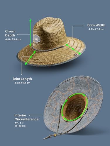 Straw Hat for Men & Women | Lifeguard Hat, Beach Hat & Sun Hat | UPF 50+ Wide Brim for Sun Protection | One Size | Hemlock3