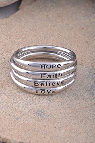 Silvercloseout Rhodium Plated Sterling Silver Thin Stackable Womens Love Ring Thin Stacking Rings- Size 9 #TOP4