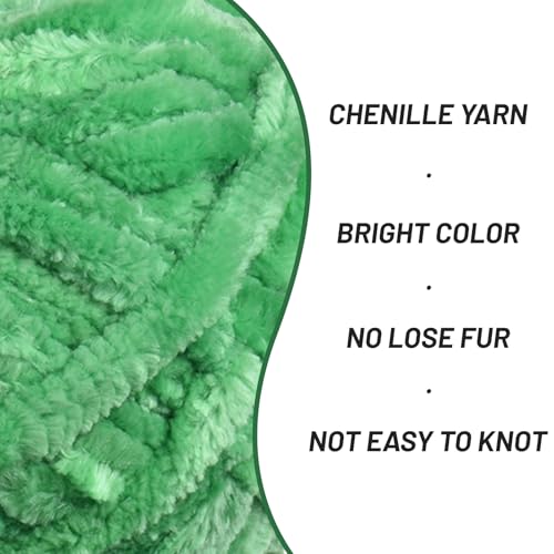 Image of Fuzzy Chunky Chenille Yarn for Crocheting,Soft Plush Yarns for Hand Knitting,Bulky 100 g(49.2 yd) Baby Blanket Yarn for Crocheting Amigurumi,Crochet Fluffy Velvet Yarns (Christmas Green)