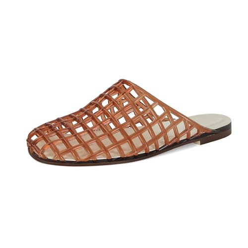 Clear Jelly Flats for Women Closed Toe Mesh Hollow Jellies Mule Sandals Slip On Jelly Slides Casual Comforatable Summer Beach Slipper Sandals4