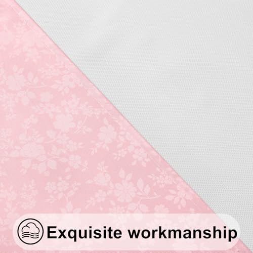 Image of Smiry Waterproof Heavy Duty Vinyl Fitted Tablecloth for 36 inch-44 inch Round Table | Elastic Plastic Table Cloth, Wipeable Washable Floral Patio Table Cover for Picnic, Kitchen and Dining, Pink