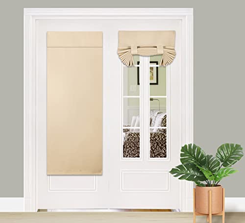PI Blackout French Door Curtain, Privacy Thermal Insulated Window Curtain with Velcro for Glass/Front/Sliding/Patio Door 1 Panel (W30XL68, Beige) Deal