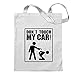 Kiwistar Ne pas toucher ma voiture design3 Sac de jute - imprimé Proverbes Motifs de énonciations Sac en coton Sac à provisions de remise en forme à l'école suspendu sur une longue poignée
