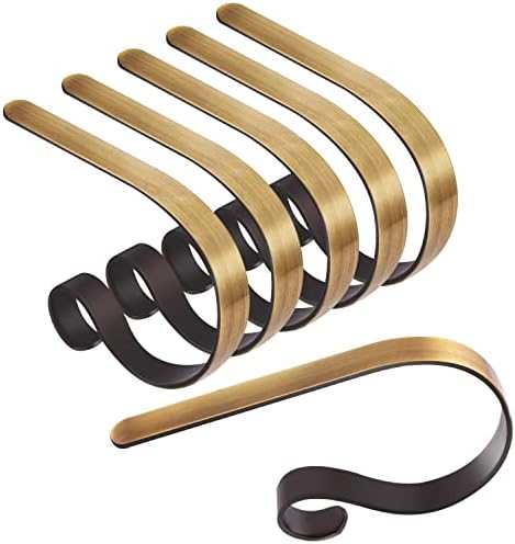 Rzkipdy Christmas Stocking Holder for Mantle - 6 Pack Low Profile Elegant Adjustable Xmas Stocking Hanger Non-Skid Metal Lightweight Stocking Stand Hooks for Fireplace Home Decor Party Supplies