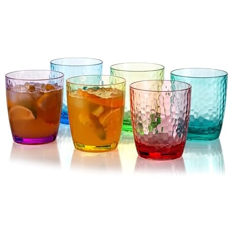 KOXIN-KARLU Hammered 15-ounce Plastic Tumbler Acrylic Glasses, set of 6 Multicolor Cover