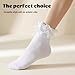 Xinjoduz 1 Pair White Ruffle Socks for Women, Comfortable Cotton Cute Lace Frilly Ankle Socks with Bow for Girls Winter Fashion Womens Ruffle Sock for Y2k Party Yoga Dance Sports