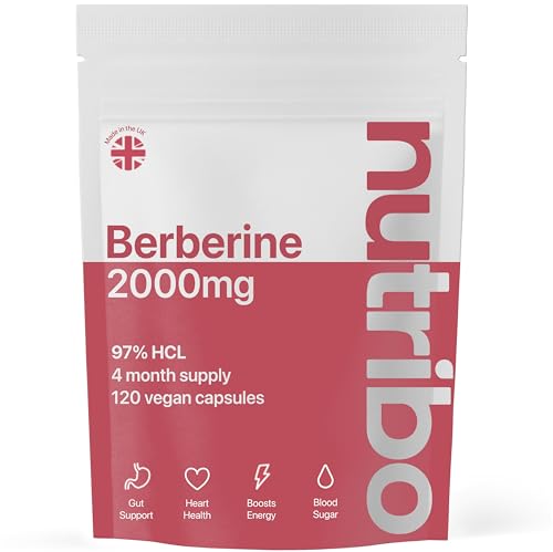 Berberine 97% HCL 2000mg | 120 Vegan Capsules | 4 Month Supply | One-Per-Day | No Fillers Binders or Additives | Made in The United Kingdom