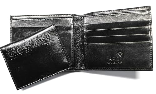 Deer Hunting Embossed Leather Bifold Wallet - Black RFID Safe2