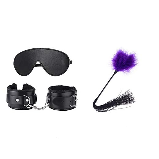 Amosfun esposas sexuales y juego de vendas para los ojos esposas y juego de vendas para los ojos accesorios de juego de roles de bondageromance para adultos parejas sexo