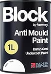 Hemway Anti Mould Paint White Matt 1L | Mould Blocker Ceiling Wall Kitchen Bedroom Bathroom Paint | Mould Resistant, Easy to Apply, Quick Dry & High Coverage 1 Pack