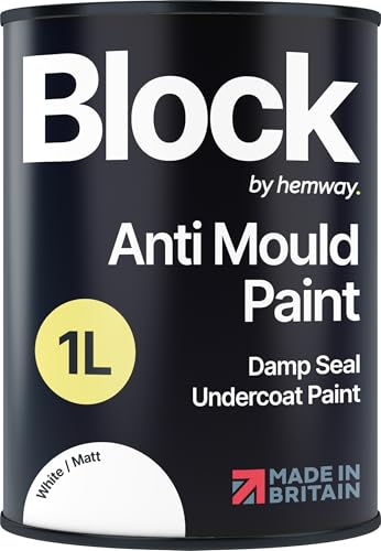 Hemway Anti Mould Paint White Matt 1L - 1 Pack Mould Blocker Easy to Apply