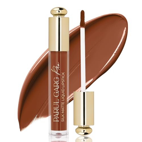 Parul Garg Beauty Silk Matte Liquid Lipstick|Long-Lasting & Smudge-Proof|Soft Matte Finish|Vegan & Clean Beauty|Hydrates with Shea Butter & Vitamin E|Shade: Chocolate Cosmos 03 – Deep Brown, 3ml
