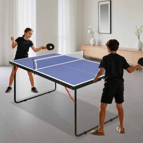 Tavolo da ping-pong pieghevole salvaspazio tavolo da ping pong mini tavolo da ping pong resistente alle intemperie, pieghevole per esterni e interni, piccolo con piedistallo