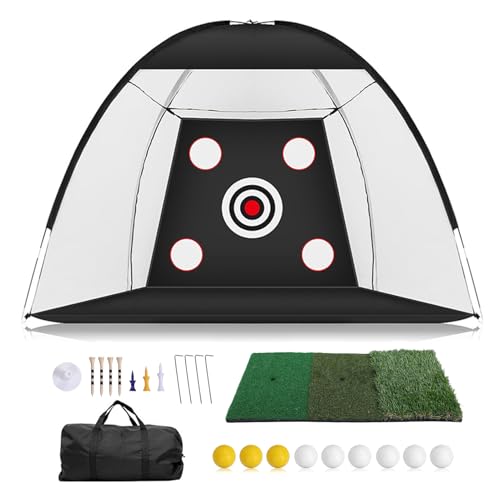 Aomiun Filet de pratique de swing pour extérieur, triple filet d'entraînement de gazon pliable, filet d'objectif multifonctionnel, durable et facile à installer, 3,5 x 2,5 m (définir comme