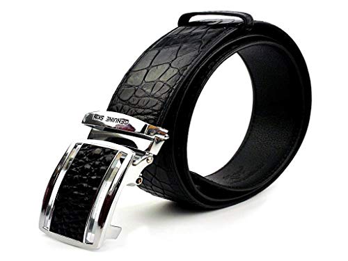 Genuine Real Belly Crocodile Skin Leather Men's Black Belt 48"2