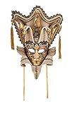  Original venezianische Deko-Maske, handgefertigt - kupfer- und goldfarbenes Aquarelldekor mit Kranz, Spitzen aus Papier und Schleifen. Made In Italy