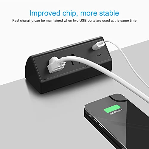 Power Strip With Usb,Power Strip 18W Usb-C Fast Charging Outlets For Conference Desk Power Outlets With Clamp Mount,800J Surge Protector #TOP3