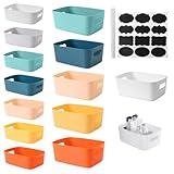 JJZGPP 13pcs Boîtes de Rangement en Plastique,Panier de Rangement avec Poignées Bac ,Poi...