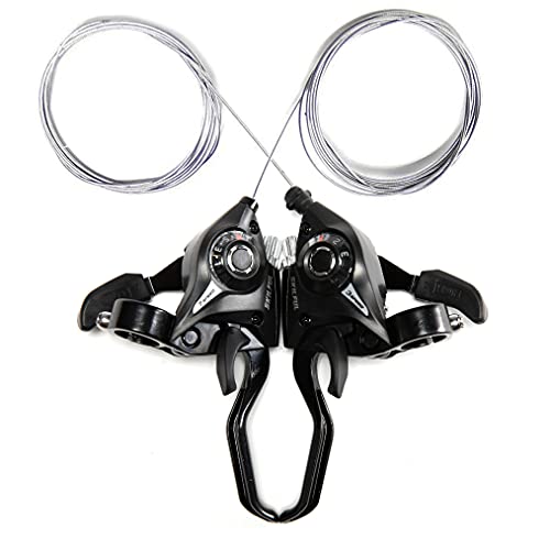 3x7 Speed Bike Lever Shifter Combo,21 Speed Brake Levers Set with Gear Indicator and V Brake Cable for Mountain Bicycle