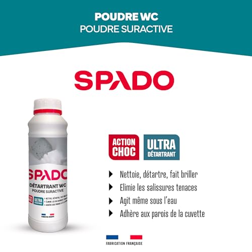SPADO - Détartrant WC en Poudre - Nettoie, Détartre & Fait Briller - Mousse Active Anti-Calcaire - Fabrication Française - Flacon 750 g – vue 2