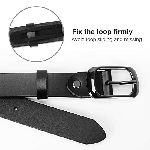 Werforu Women Black Leather Belt Plus Size Polished Buckle For Jeans Pants(Suit For Size 46-50 Inches, Black) #TOP4