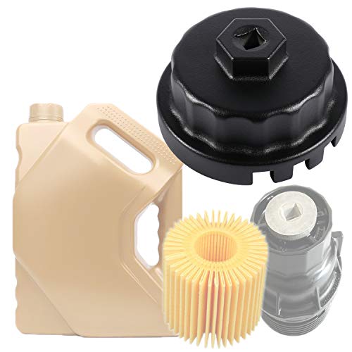 Oil Filter Cap Removal Tool Aluminum Cup Wrench 64mm 14 Flute fit for Toyota Lexus Scion 2.5L to 5.7L Engines Fits for Camry, RAV4, Highlander, Sienna,Tundra，Land Cruiser and More