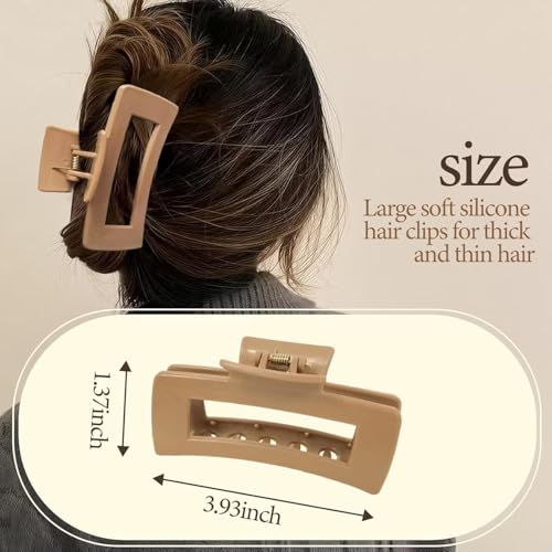 Image of 4 PCS Soft Claw Clips,Silicone Hair Clips,Flexible Claw Clip for Women,Non-Slip Strong Hold, Cloud Claw Clips,Large Bendable Cozy Hair Clip for Thin /Thick /Curly Hair