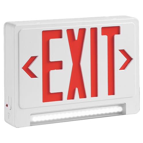 ciata ultra bright energy-efficient lighted exit signs with battery backup, indoor led emergency exit sign, battery powered exit sign, exit signs for business, led adjustable light pipe combo white