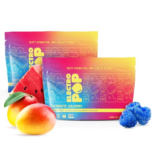 ElectroPop Electrolyte Lollipops – Hydration Candy with Electrolytes & Vitamins – On-the-Go Hydration for Active Lifestyles (Variety Pack – 3 Flavors)