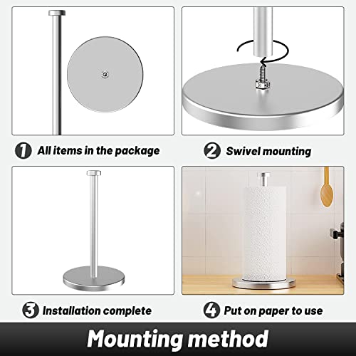 VEHHE Kitchen Roll Holder Free Standing, Stainless Steel Paper Towel Holder with Suction Cups, Waterproof and Rustproof Kitchen Towel Holder, Suit for Cook House, Bathroom,Outdoor(Silver) - Image 4